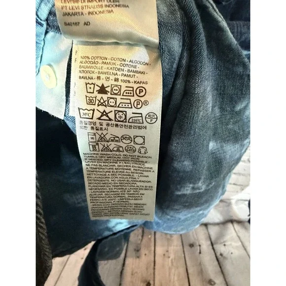 Levis Reworked Custom Tie Dye Denim Western Snap Shirt Bleach Wash XL Festival - Picture 12 of 12